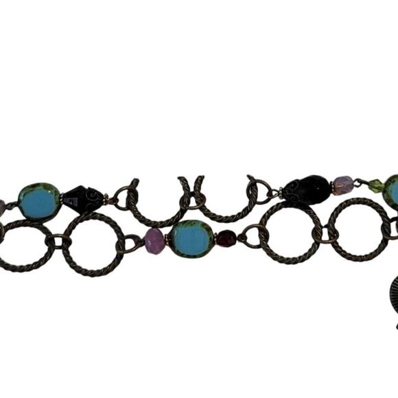 Grandmother's Buttons Oxidized Metal Beaded Charm-Link Bracelet - Picture 6 of 6